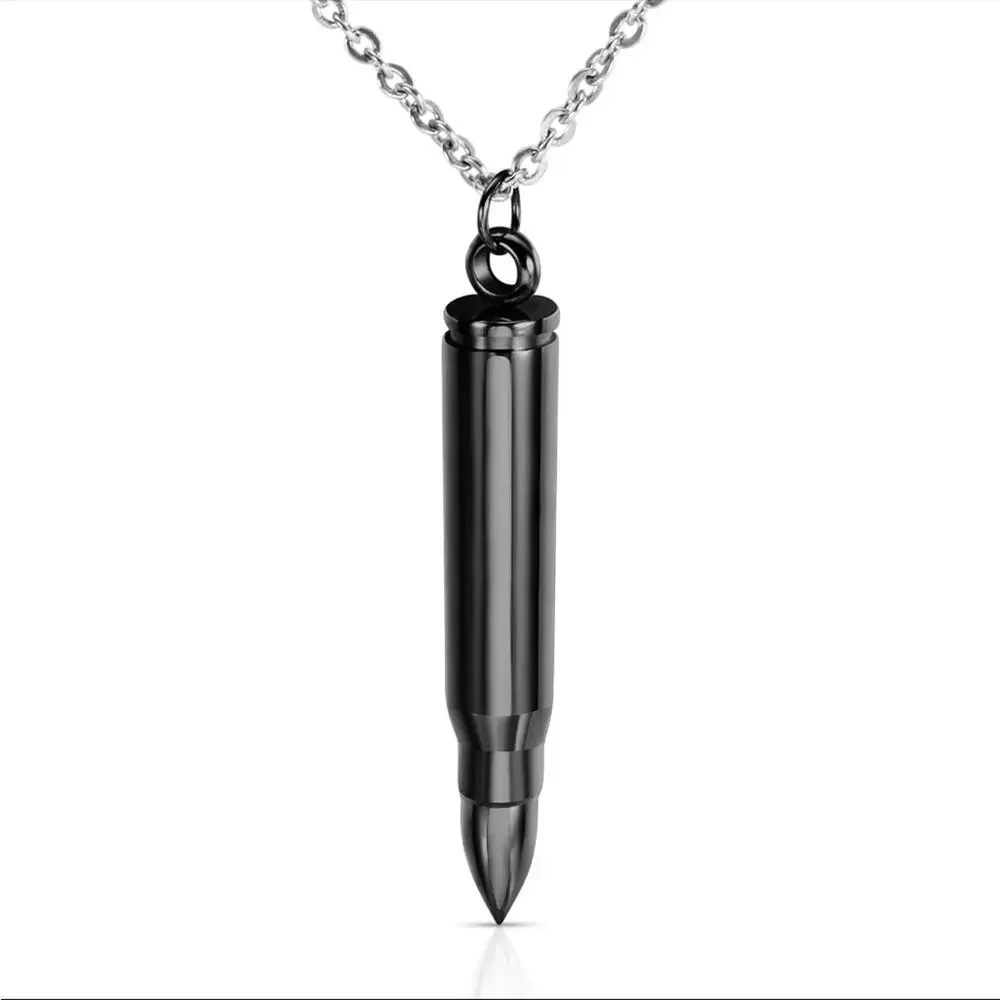 NEW black stainless steel bullet pendant necklace jewelry gift men B20
